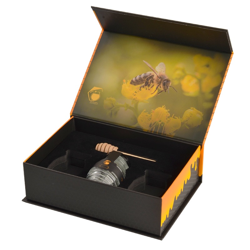 Luxury Magnetic Rigid Cardboard Comb Bee Jar Paper Packaging Gift Honey Box – Honey Gift Box and Gift Box price