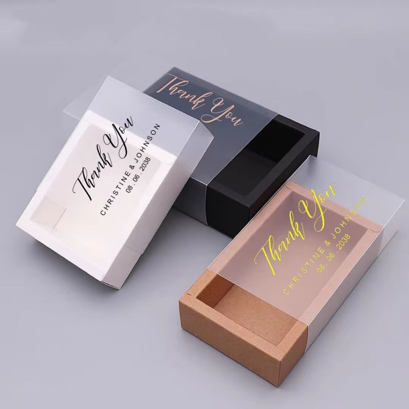 Luxury Wedding Party Gold Foil Favor Gift Box PVC Sleeve Drawer Box – Gold Foil Gift Box and Favor Gift Box price