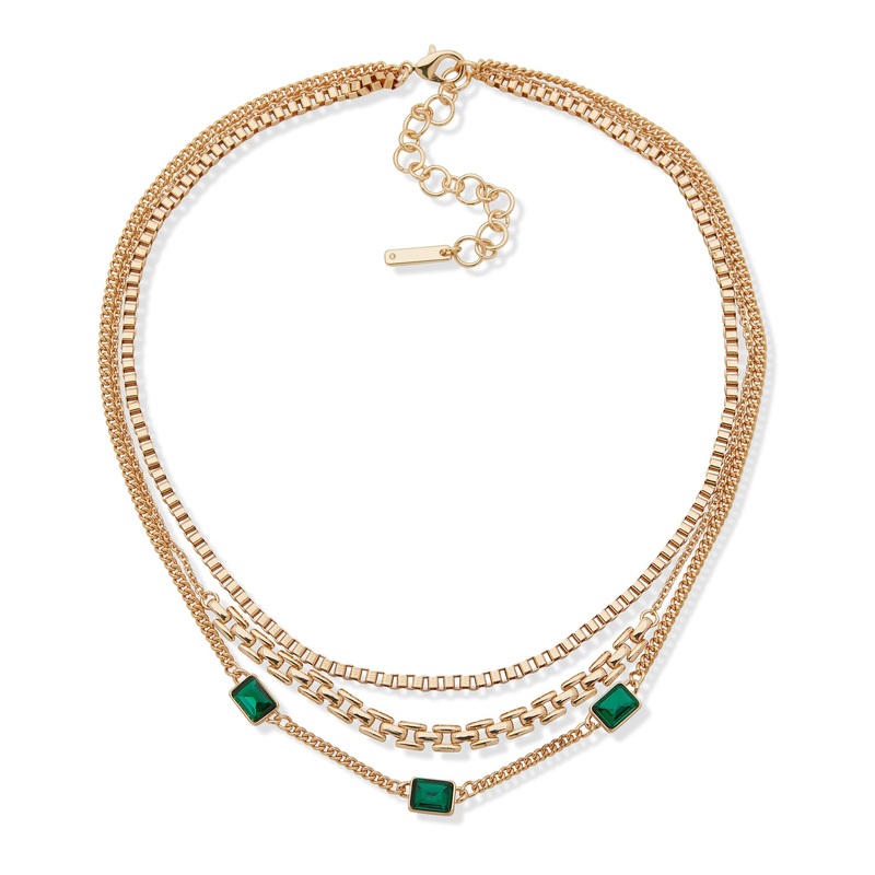 Nine West 19N00980 Necklace Emerald Gold & Emerald Necklace