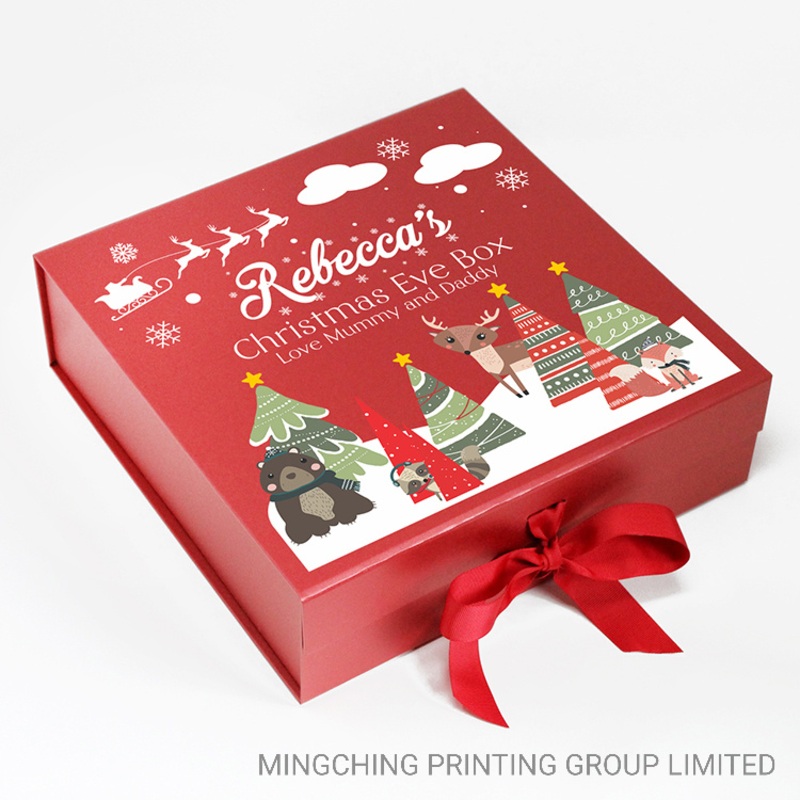 Xmas Hardcover Box Packing Luxury Cardboard Can Be Flat Packaging Foldable Red Christmas Boxes – Gift Box and Packing Box price