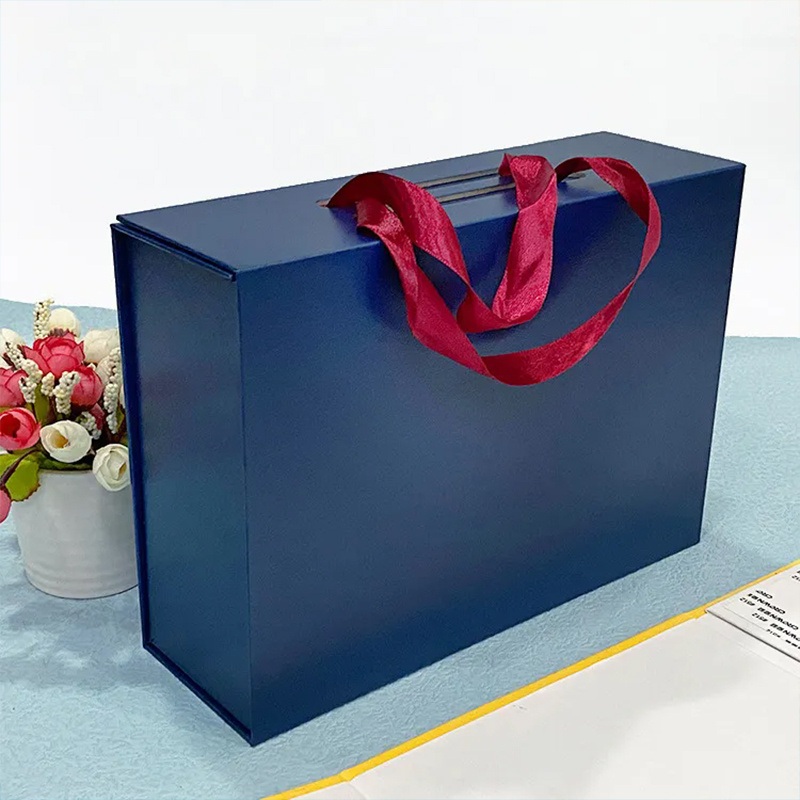 off-The-Shelf Gift Box Ribbon Folding Gift Box Portable Gift Box Folding Paper Box with Hand Gift Box Clamshell Box – Paper Gift Box and Paper Box price