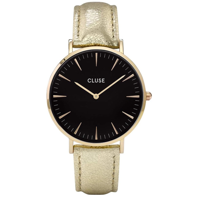 CLUSE CL18422 La Boheme Black Dial Gold Leather Women’s Watch 38 Black Stainless Steel