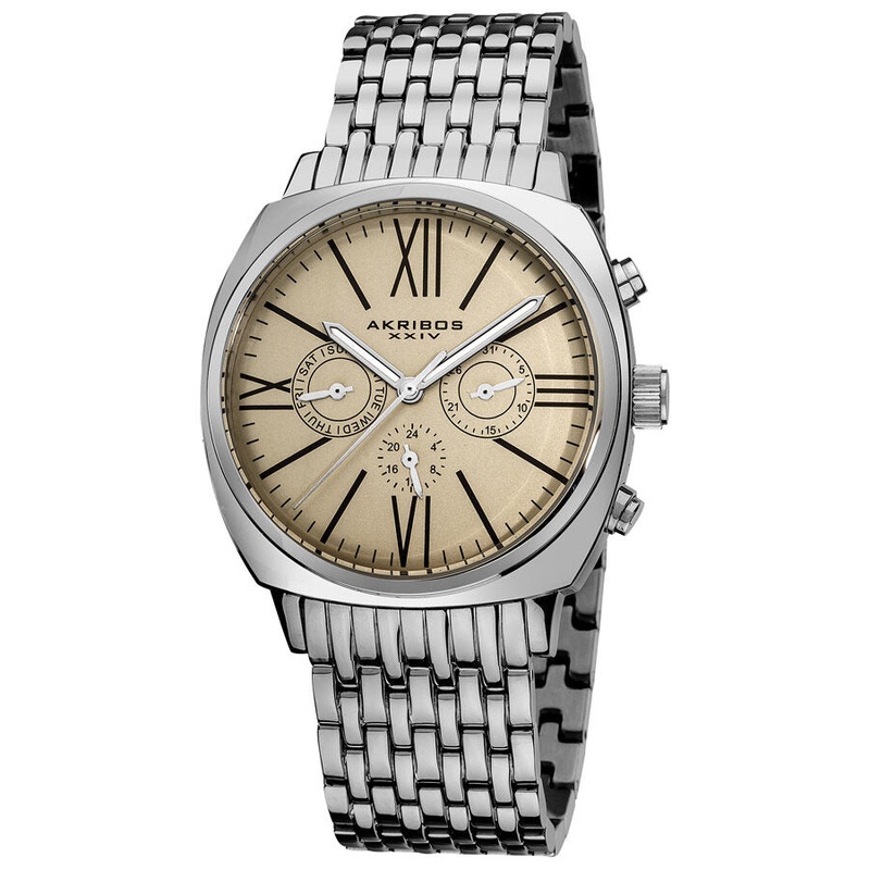 Akribos XxivCream Dial Stainless Steel Men’s Watch AK636SSW