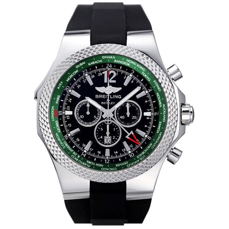 Breitling Bentley GMT Black Dial Black Rubber Men’s Watch A47362S4-B919BKRS A47362S4-B919-B