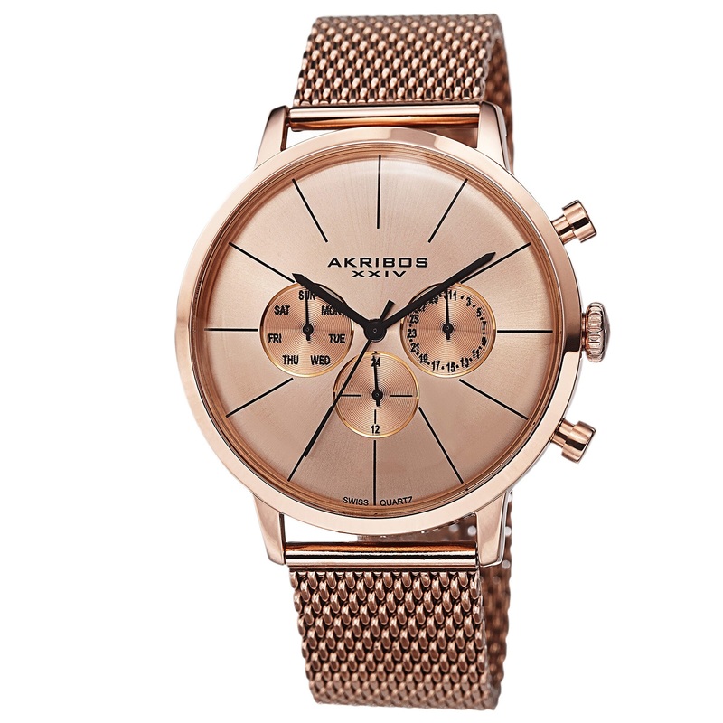 Akribos Xxiv Rose Gold-tone Stainless Steel Men’s Watch AK714RG
