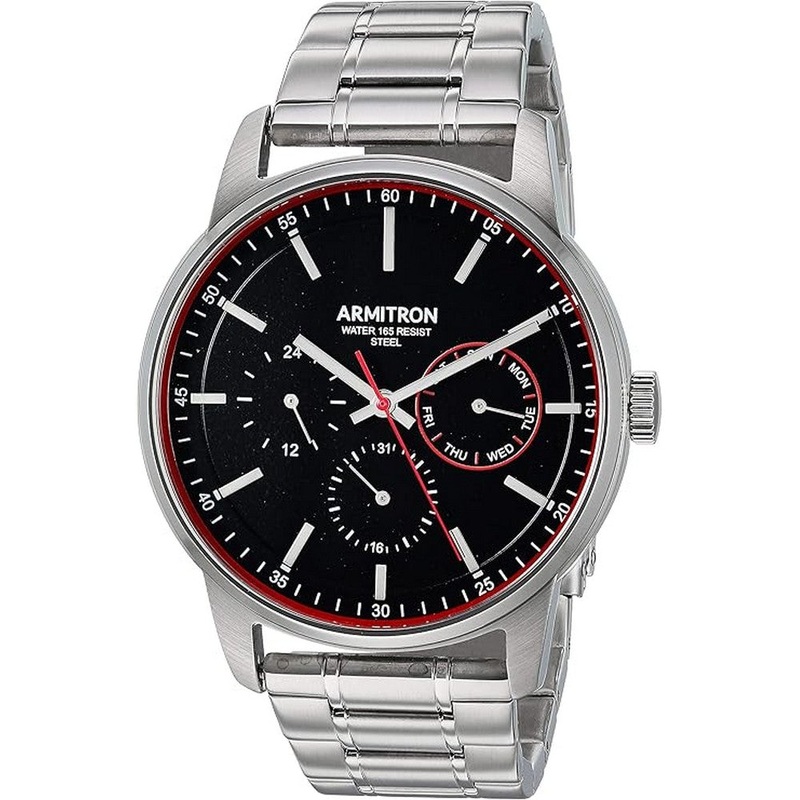 Armitron 20/5432BKSV MultiFunction Dial Bracelet Men’s Watch 43 Black Stainless Steel