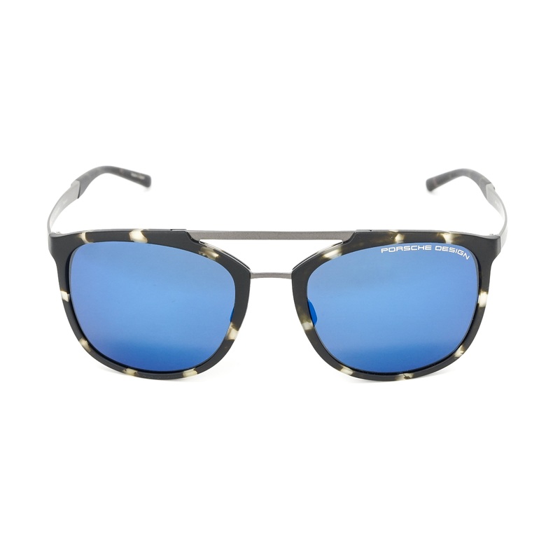 Porsche Design Men Sunglasses Havana Dark Blue Mirrored P8671 B