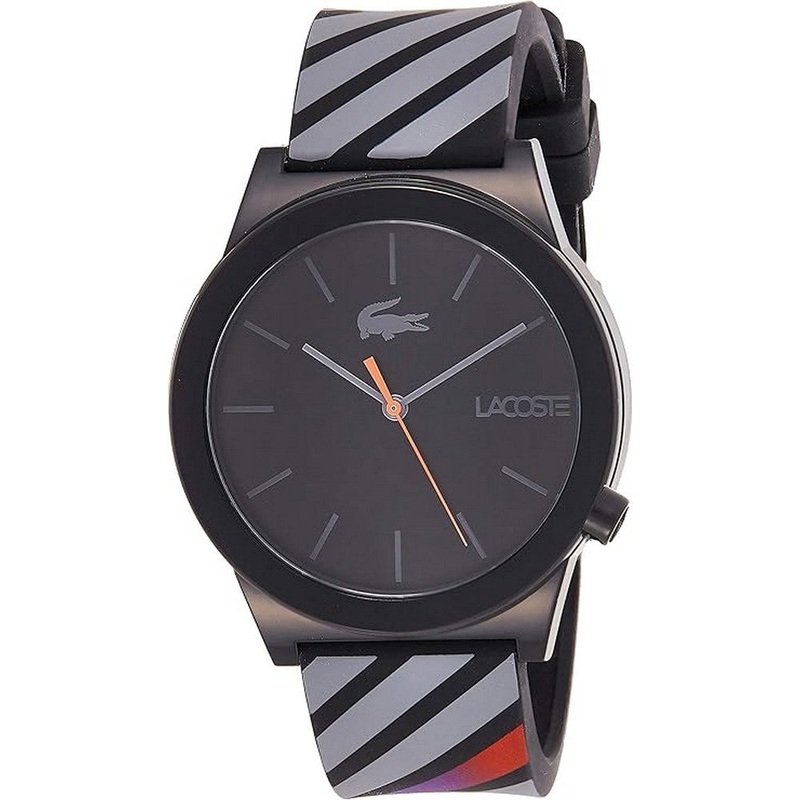 LACOSTE 2010936 Analogue Quartz Black Silicone Men’s Watch 42 Black Stainless Steel
