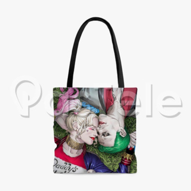 Harley Quinn and Joker Custom Personalized Tote Polyester Cotton Bags Unisex