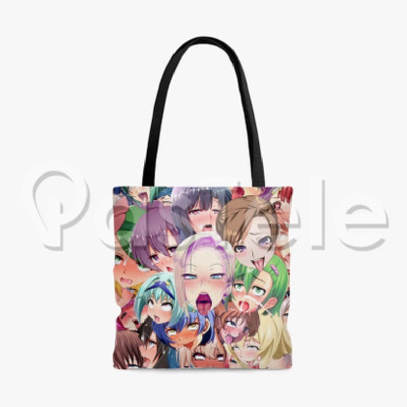 Ahegao Custom Personalized Tote Polyester Cotton Bags Unisex