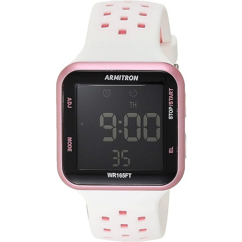 Armitron 40/8417PWT Sport  Digital Chronograph Silicone Strap Unisex Watch 38 Black Resin