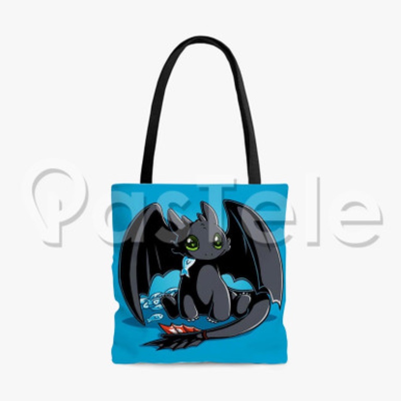 Cute Toothless Custom Personalized Tote Polyester Cotton Bags Unisex