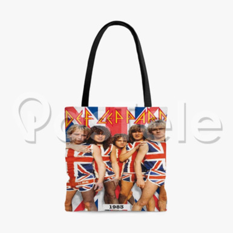 Def Leppard Union Jack Custom Personalized Tote Polyester Cotton Bags Unisex