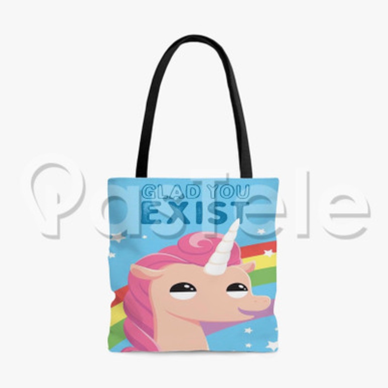 Glad You Exist Custom Personalized Tote Polyester Cotton Bags Unisex