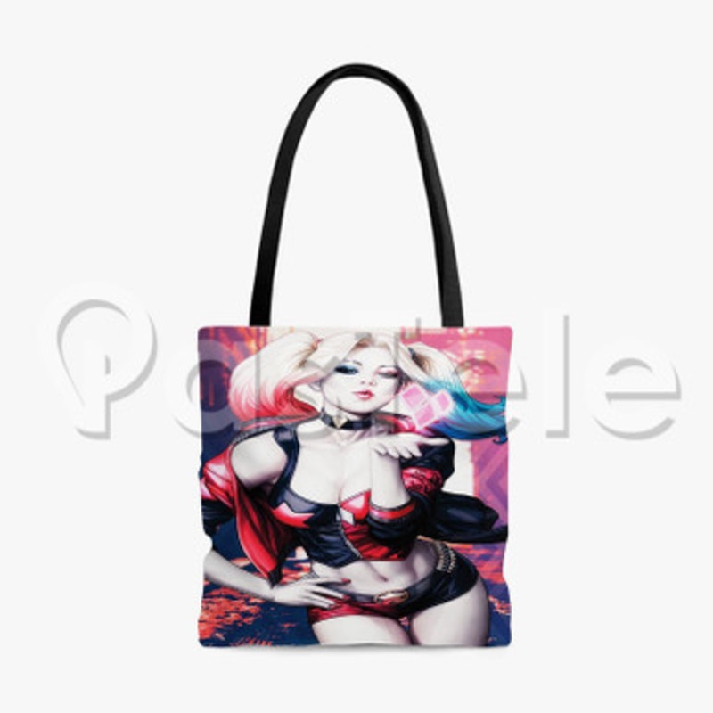 Harley Quinn Kiss Custom Personalized Tote Polyester Cotton Bags Unisex