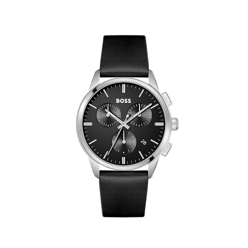 HUGO BOSS Dapper Analog Black Dial Men’s Watch 43 Black Stainless Steel