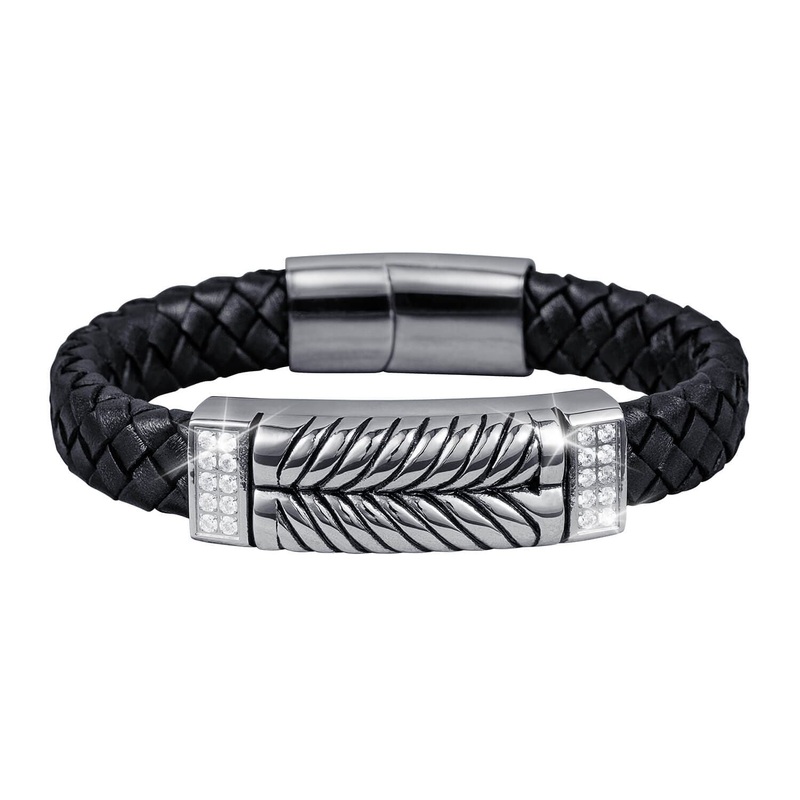 Skyline Leather Steel Bracelet