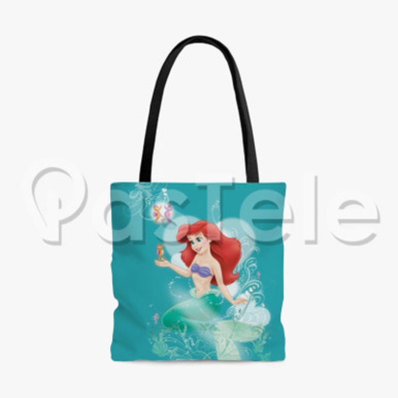 ariel the little mermaid Custom Personalized Tote Polyester Cotton Bags Unisex