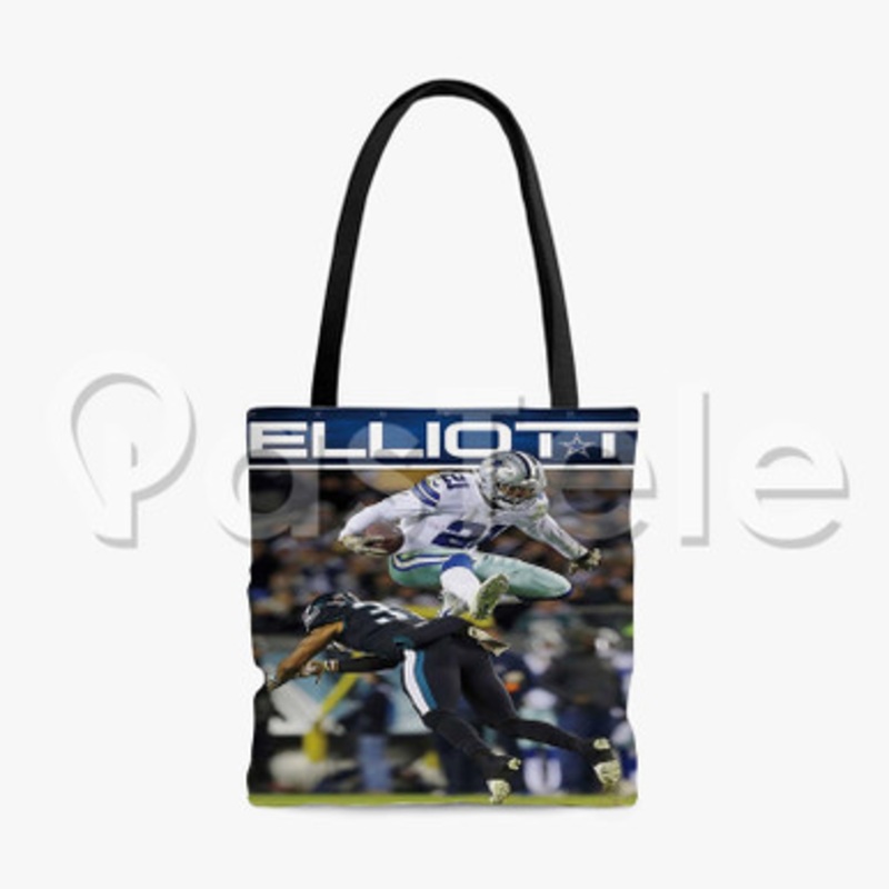 Ezekiel Elliott NFL Dallas Cowboys Custom Personalized Tote Polyester Cotton Bags Unisex
