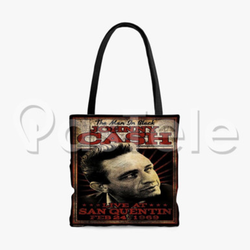Johnny Cash Custom Personalized Tote Polyester Cotton Bags Unisex