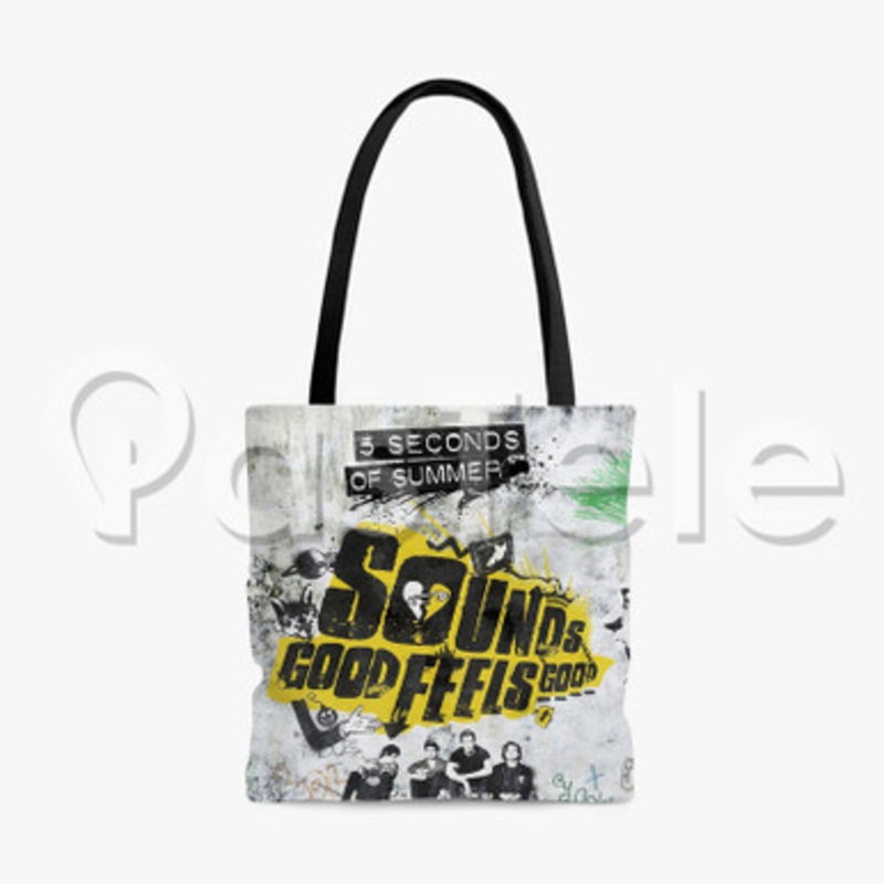 5 Seconds Of Summer Sounds Good Feels Good Custom Personalized Tote Polyester Cotton Bags Unisex