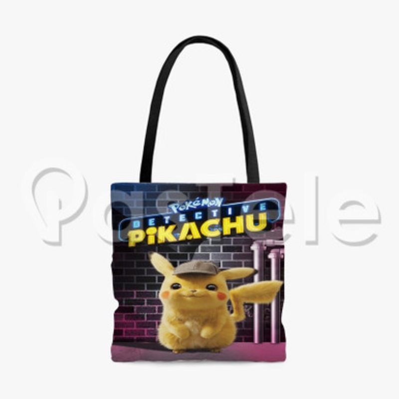 Detective Pikachu Custom Personalized Tote Polyester Cotton Bags Unisex
