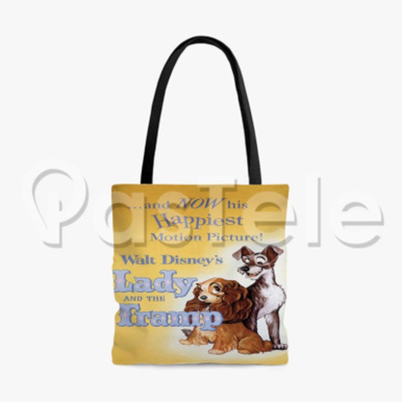 Disney Lady and The Tramp Custom Personalized Tote Polyester Cotton Bags Unisex