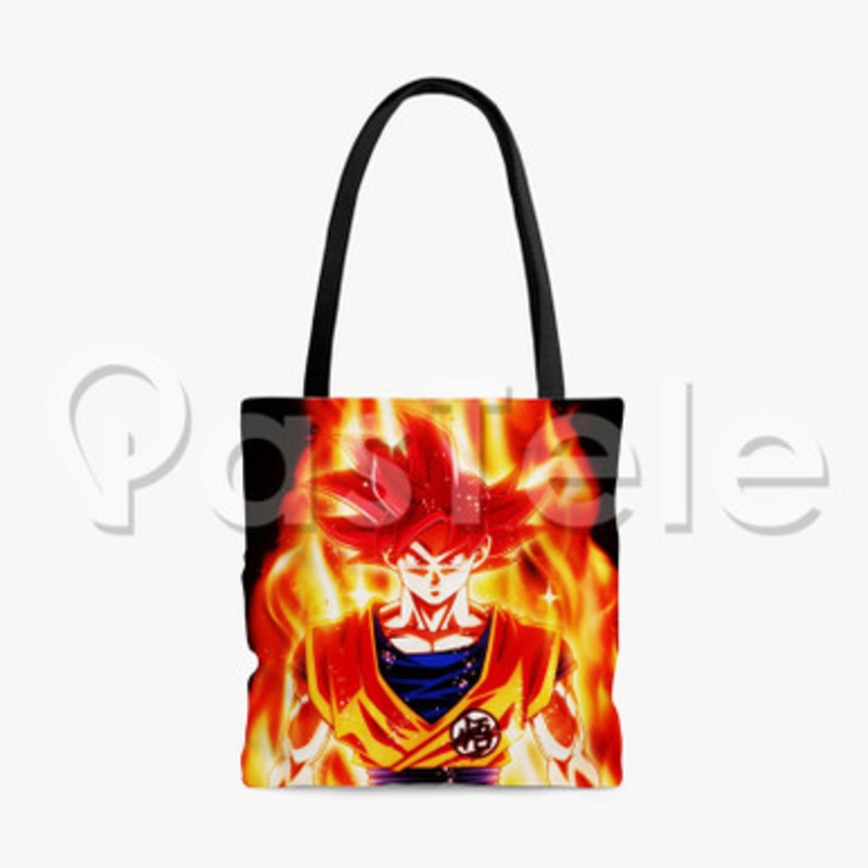 goku super saiyan god Custom Personalized Tote Polyester Cotton Bags Unisex
