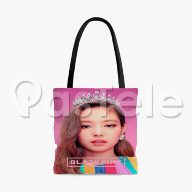 Jennie Black Pink Custom Personalized Tote Polyester Cotton Bags Unisex