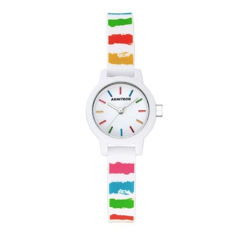 ARMITRON 25-6445STP Women’s & nbsp  Silicone Strap Analog Watch 25 White Resin