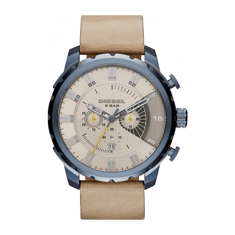 DIESEL DZ4354 Stronghold Chronograph Taupe Dial Men’s Watch 48 Nude Stainless Steel