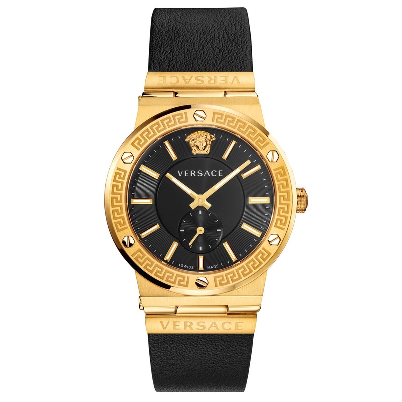 Versace Greca Black Leather Men’s Watch VEVI00220
