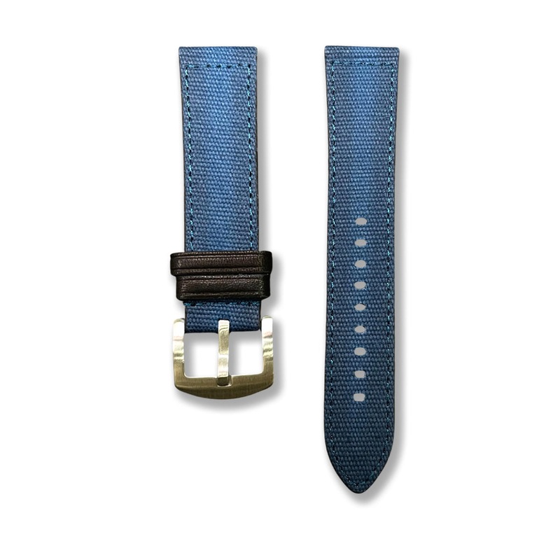 CAVERN 22MM Blue Nylon Texture Vegan Leather Strap| Time Access
