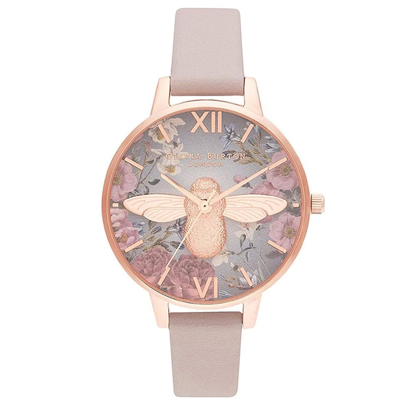 OLIVIA BURTON OB16EG134 British Blooms 3D Bee Vegan Rose & Rose Gold Women’s Watch 34 White Stainless Steel
