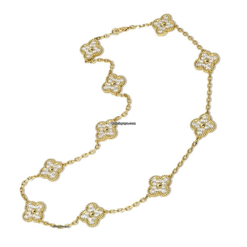 Van Cleef & Arpels Vintage Alhambra Necklace 10 Motif Diamond