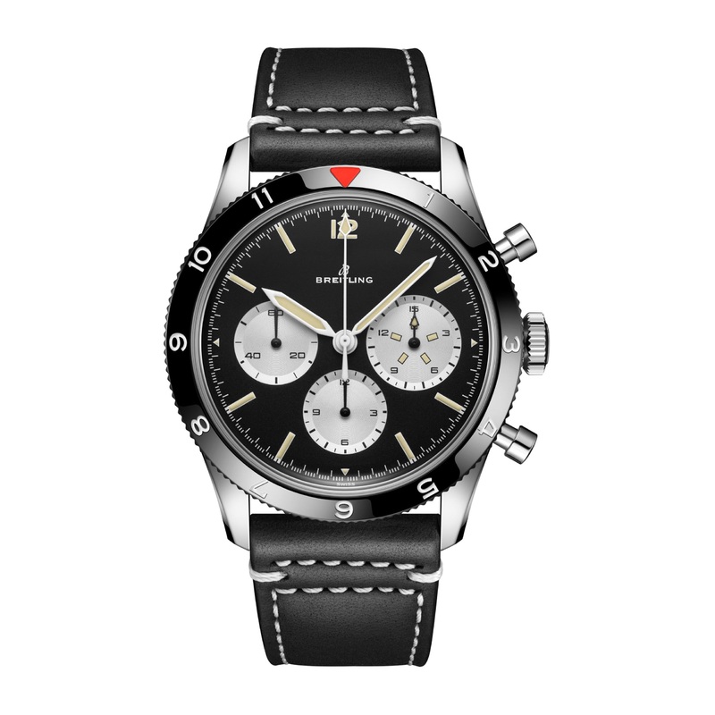 Breitling Avi Ref. 765 1964 Re Edition Black Dial Black Leather Strap Watch for Men – AB09451A1B1X1