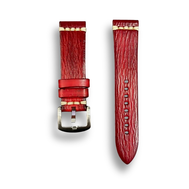Cavern Coconut Textured Red Full-Grain Leather Watch Strap | 22MM