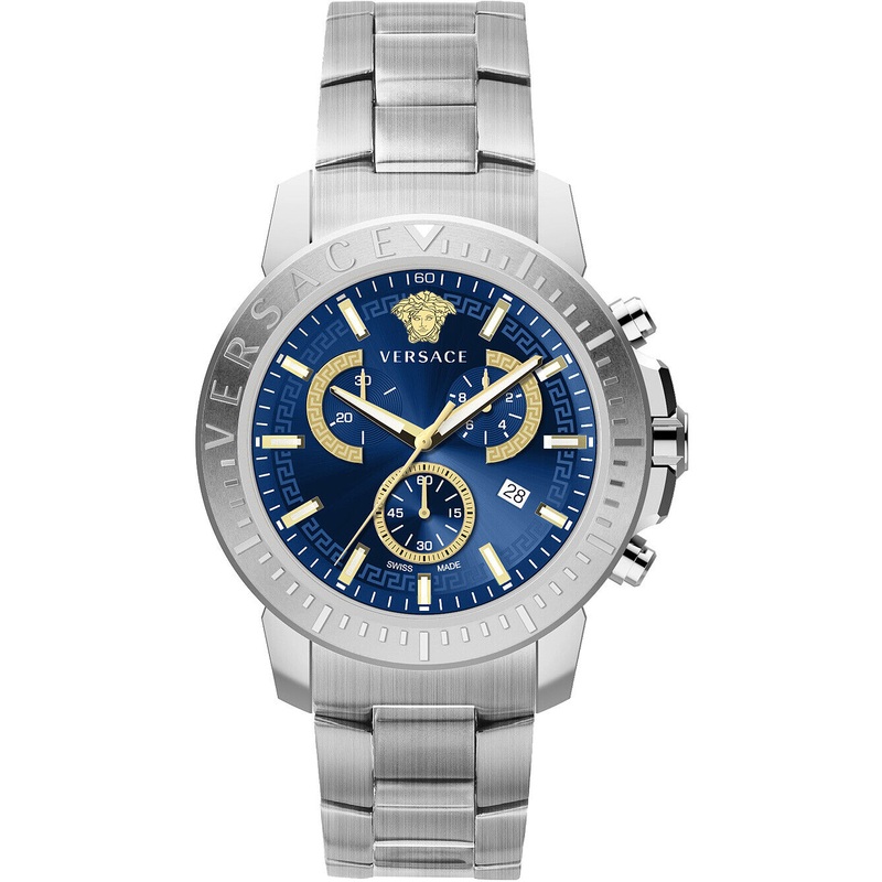 Versace Men’s Watch New Chrono 45mm Blue Bracelet VE2E00721