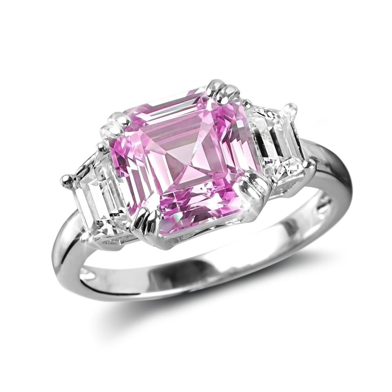 Asscher Pretty In Pink Ring 10
