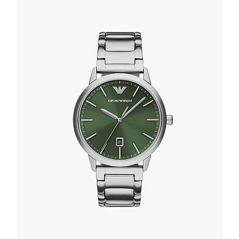 Emporio Armani AR11575 Men’s Green Dial Stainless Steel Watch 43 mm Green Stainless Steel Case and Bracelet