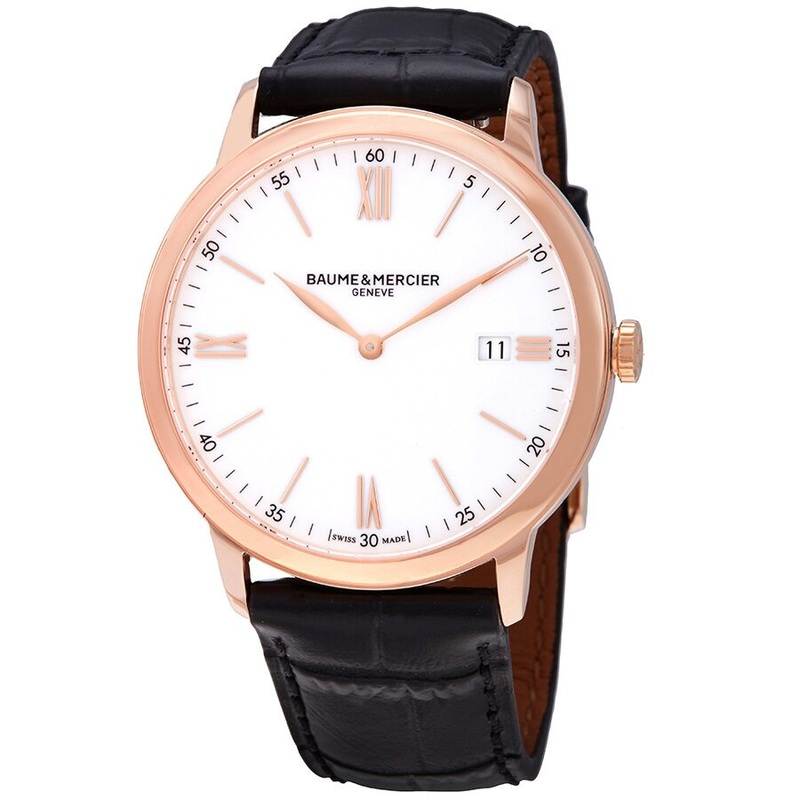Baume et Mercier Classima White Dial Black Leather Men’s Watch 10441