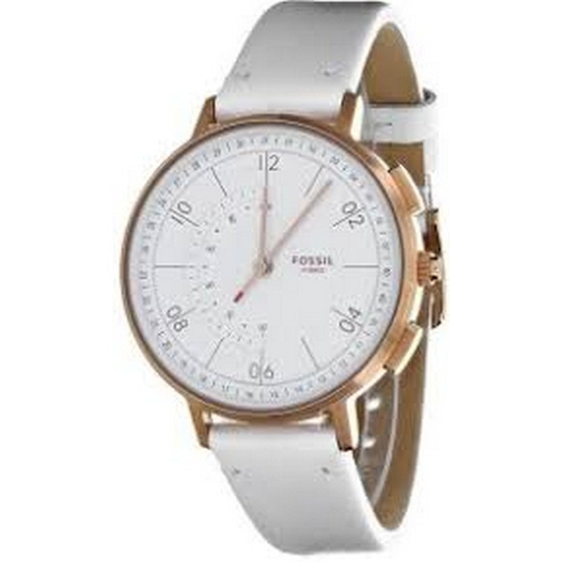 FOSSIL HYBRID FTW5048 Smartwatch Harper with White Leather Strap Women’s Watch White Stainless steel 36mm