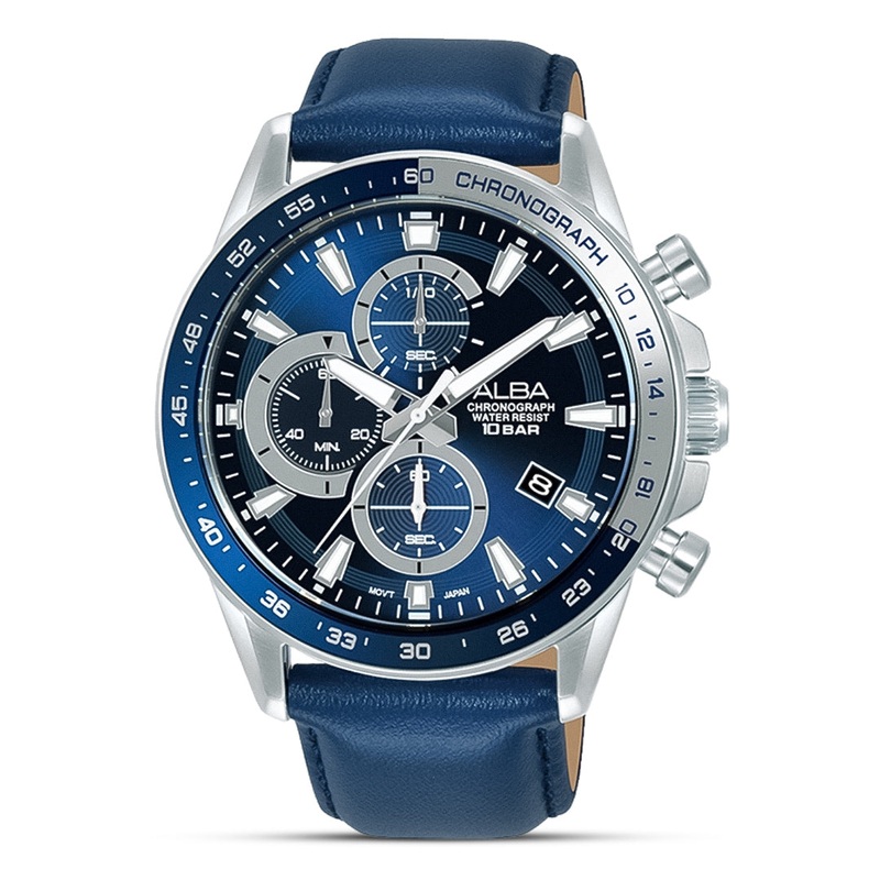 ALBA Chronograph Blue Dial Blue Bezel Men’s Watch | AM3A29X