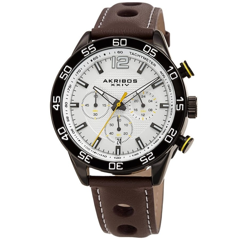 Akribos Xxiv Quartz White Dial Men’s Watch AK1097BRBK