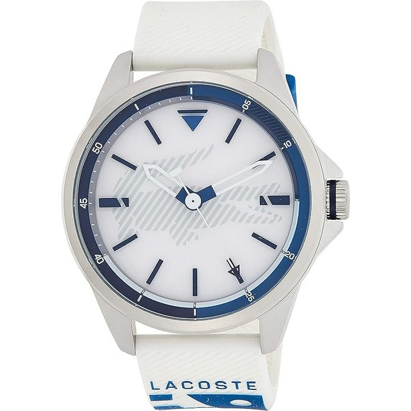 LACOSTE 2010942 Capbreton White Dial Silcione Strap Men’s Watch 46 White Stainless Steel