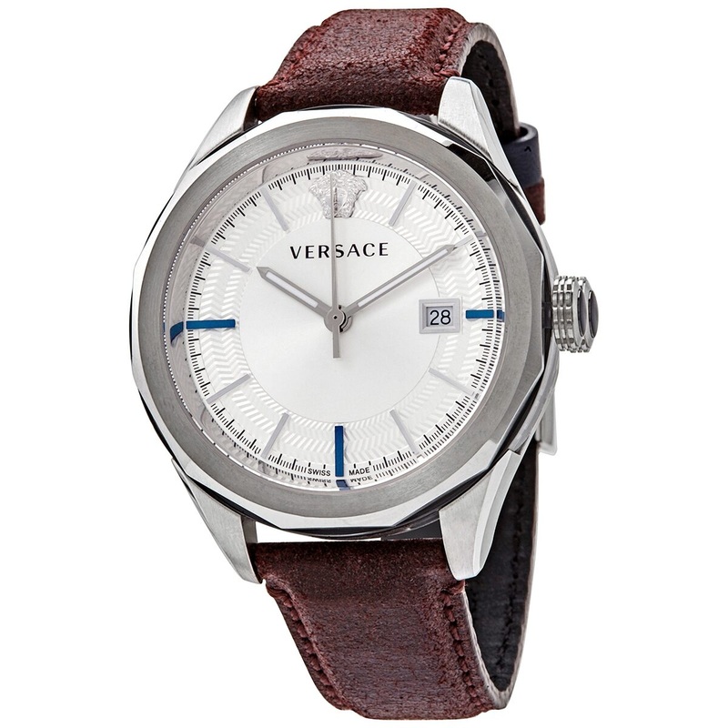 Versace Glaze Quartz White Dial Brown Leather Ladies Watch VERA00118