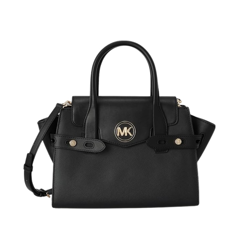 MichaelKors Carmen Small Saffiano Leather Flap Satchel  Black