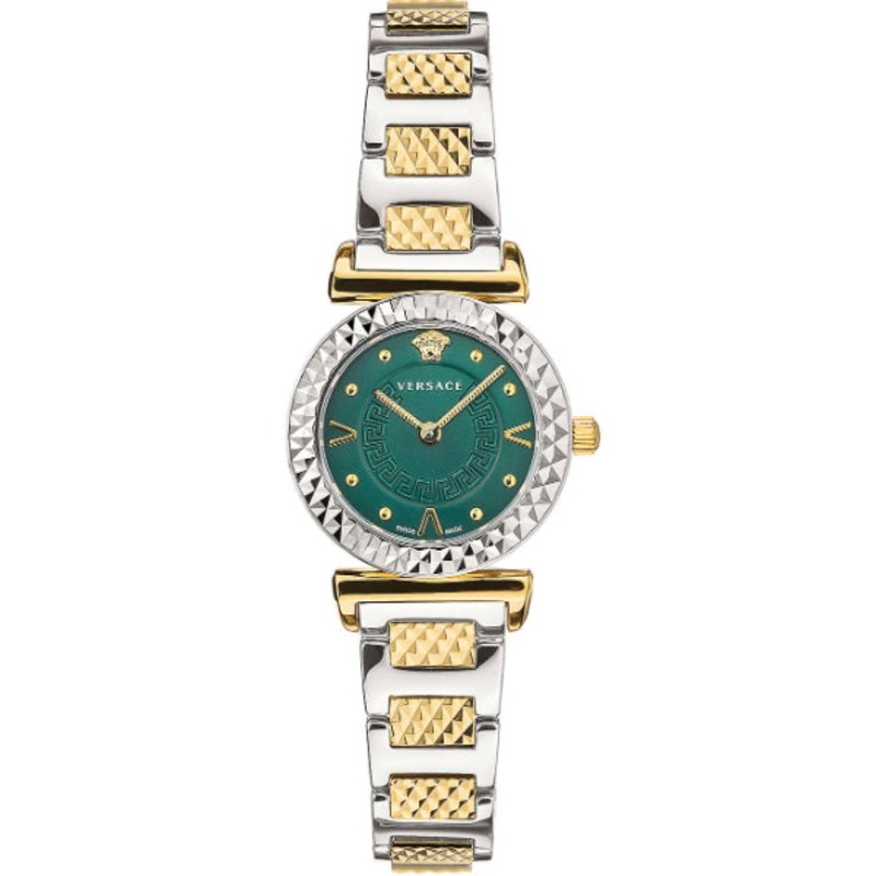 Versace Mini Vanity Two-tone Stainless Steel Green Dial Quartz Watch for Ladies – VEAA01320