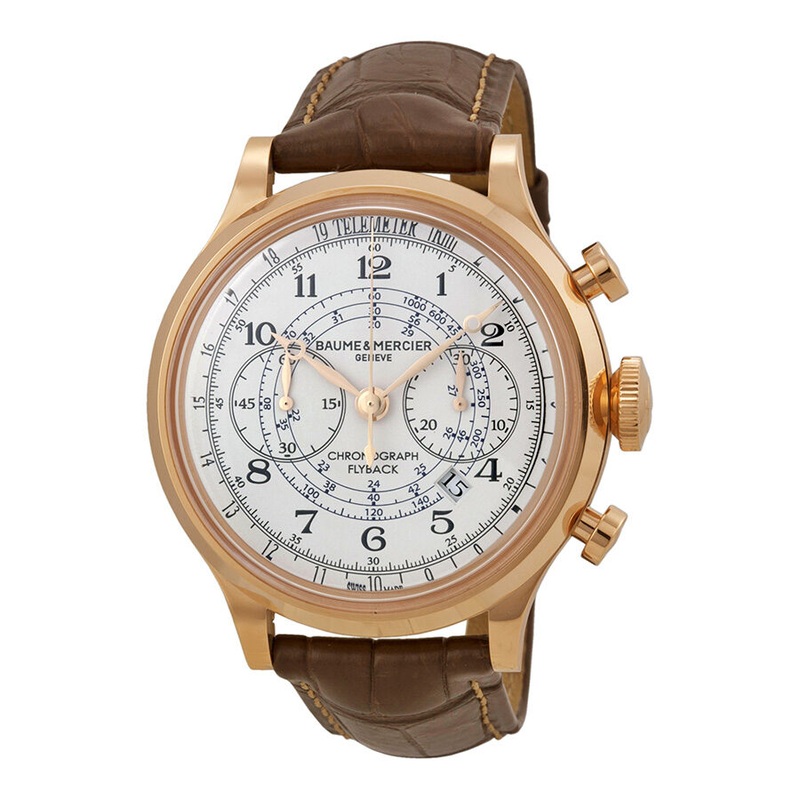 Baume and Mercier Capeland White Dial Flyback Chronograph Men’s Watch 10007