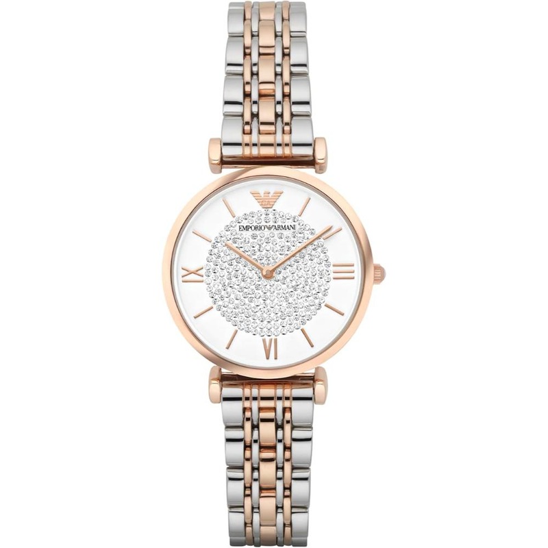 Emporio Armani AR1926 White Dial Two-Tone Stainless Steel Women’s Watch 32 White Stainless Steel